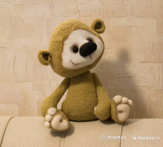 Animated Bear Plush Gently Moves on Beige Surface – AI Generated Video | Hailuo AI