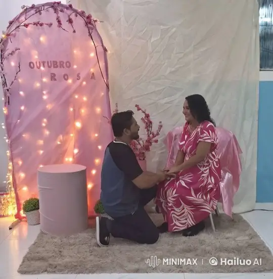 Romantic Proposal with 'Outubro Rosa' Background – AI Generated Video | Hailuo AI