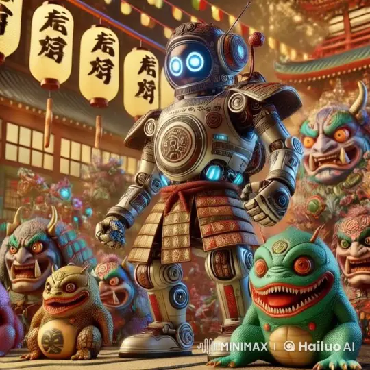 Futuristic Robot Celebrates in Enchanting Festival Scene – AI Generated Video | Hailuo AI