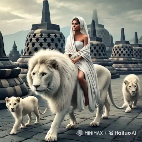 Mystical Procession of a Woman and Lions in Ancient Temple – AI Generated Video | Hailuo AI