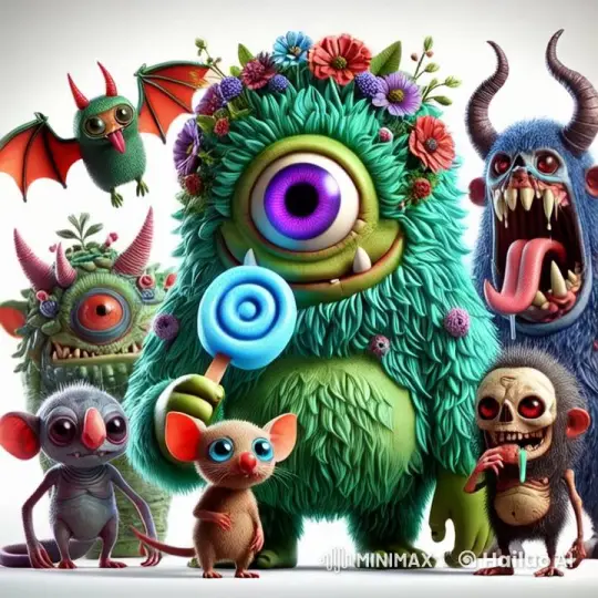 Colorful Monsters Celebrate with Fireworks in Live2D Animation – AI Generated Video | Hailuo AI