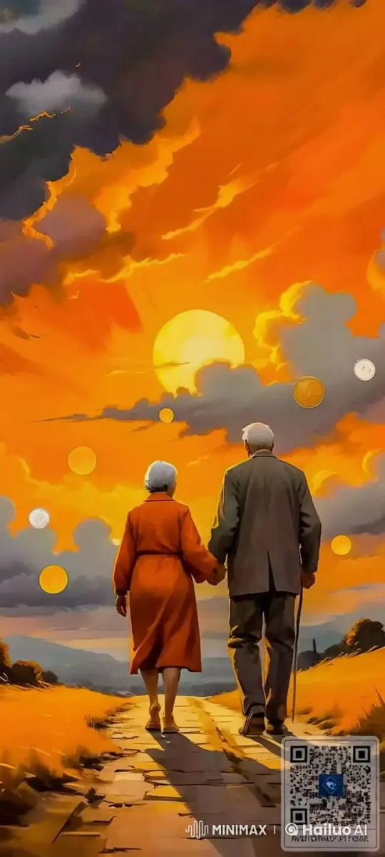 Elderly Couple Sings on Golden Path at Sunset – AI Generated Video | Hailuo AI