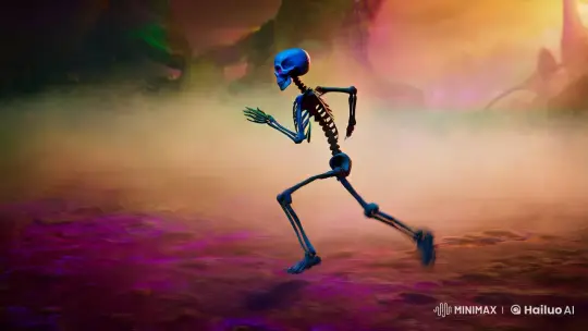Skeletal Runner in Ethereal, Dreamlike Landscape – AI Generated Video | Hailuo AI