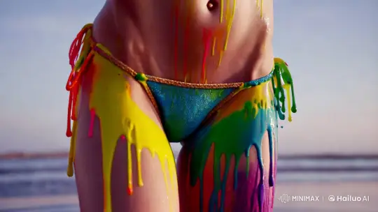 Mesmerizing Artistic Performance with Liquid Paint Bikini – AI Generated Video | Hailuo AI
