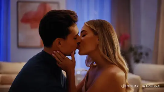 Romantic Embrace in an Artful Room – AI Generated Video | Hailuo AI