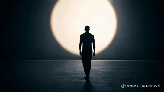 Silhouette Man Approaches Radiant Portal in Cinematic Scene – AI Generated Video | Hailuo AI