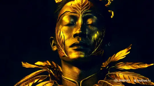 Golden Visage: A Radiant Face Adorned with Metallic Beauty – AI Generated Video | Hailuo AI