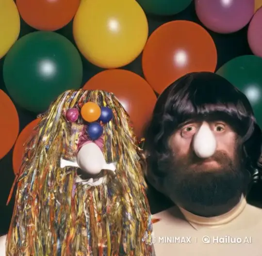 Colorful Characters and Diddy Celebrate with Balloons – AI Generated Video | Hailuo AI
