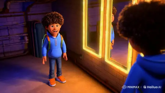 Boy in Blue Hoodie Mirrors His Magical Reflection – AI Generated Video | Hailuo AI