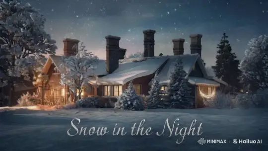 Snow in the Night: A Serene Winter Cottage Scene – AI Generated Video | Hailuo AI