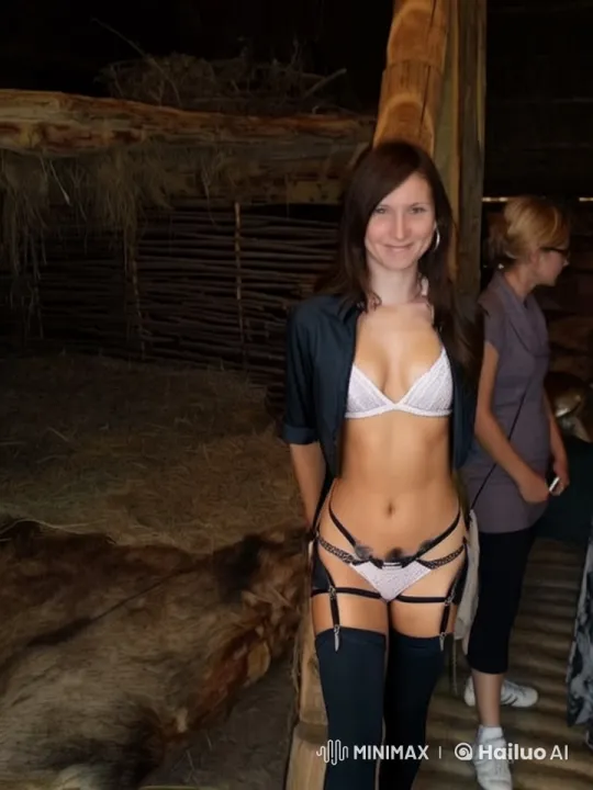 Rustic Indoor Scene: Woman in Lingerie Twerking – AI Generated Video | Hailuo AI