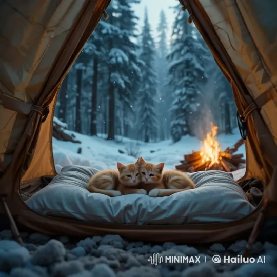 Cozy Winter Tale of Two Cats in a Snowy Forest – AI Generated Video | Hailuo AI
