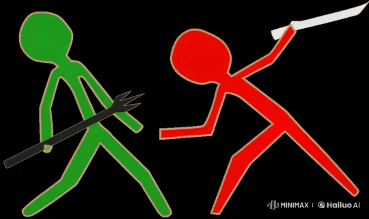 Stick Figure Duel in Rocky Desert Arena – AI Generated Video | Hailuo AI