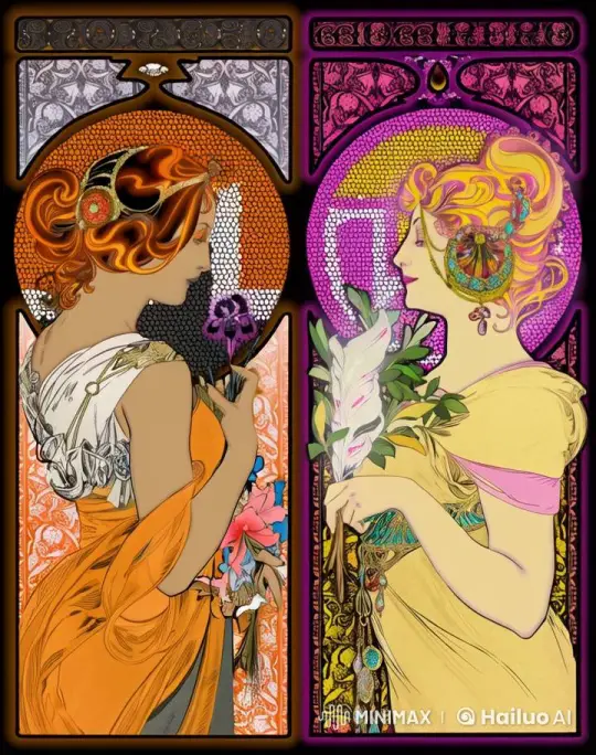 Art Nouveau-Inspired Live2D Animation with Graceful Women – AI Generated Video | Hailuo AI