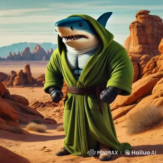 Humanoid Shark Gives Itself Motivational Advice in Desert – AI Generated Video | Hailuo AI