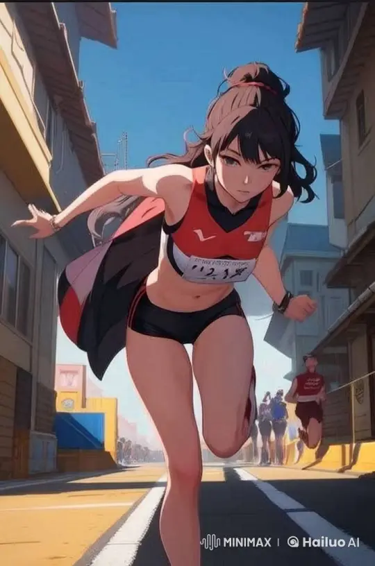 Live2D Animation: Competitive Run in Urban Setting – AI Generated Video | Hailuo AI