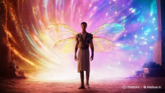 Enigmatic Man with Dragonfly Wings and Portal Scene – AI Generated Video | Hailuo AI