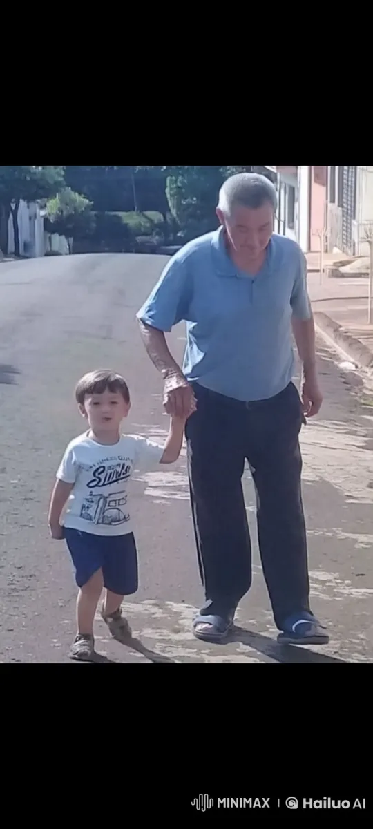 Generational Bond: Child and Elder Stroll Through Sunny Street – AI Generated Video | Hailuo AI