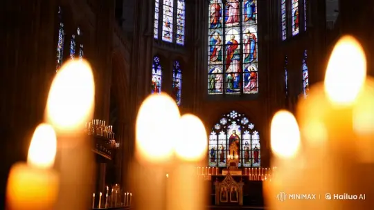 Cathedral's Tranquil Beauty Captured in Cinematic Aesthetic – AI Generated Video | Hailuo AI