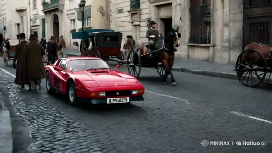 Retro Cityscape: Testarossa's Time-Traveling Journey – AI Generated Video | Hailuo AI