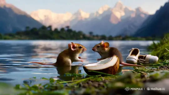 Rodents of Unusual Affection in Himalayan Lake – AI Generated Video | Hailuo AI
