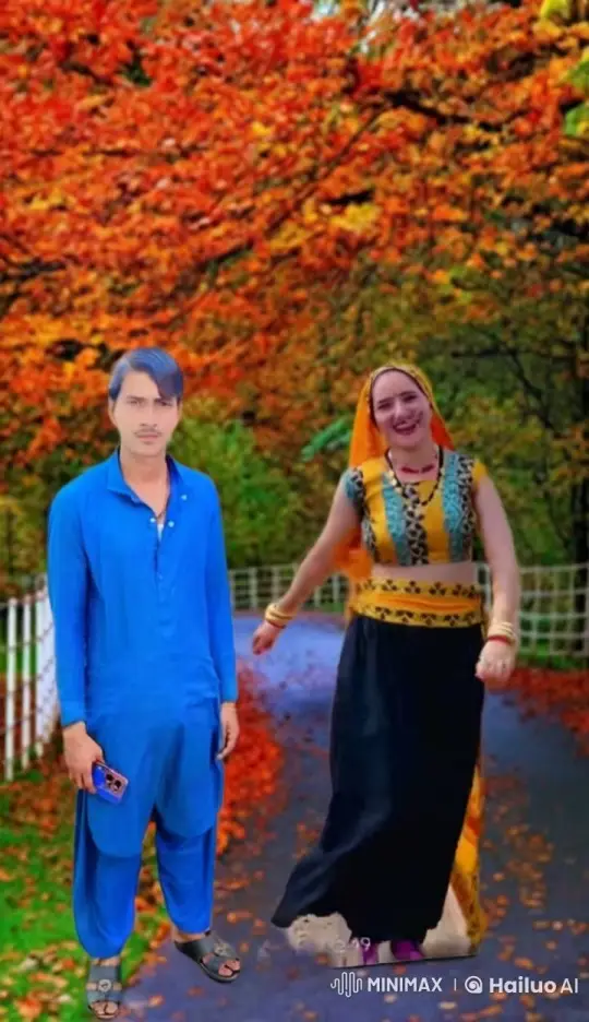 Couple Embraces in Autumn Joy Amidst Vibrant Leaves – AI Generated Video | Hailuo AI