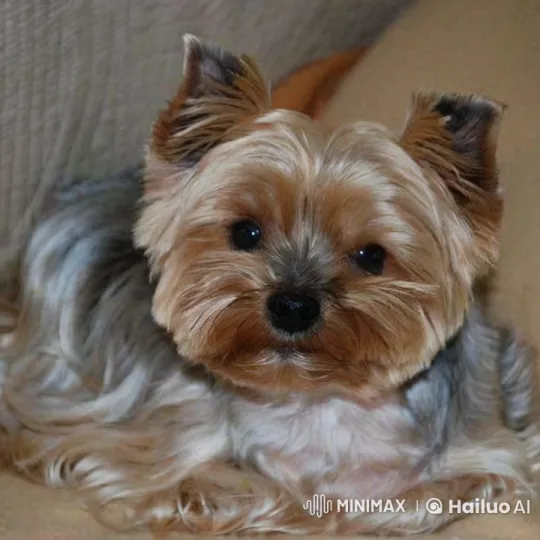 Relaxed Yorkshire Terrier on Cushion Amid Cozy Interior – AI Generated Video | Hailuo AI