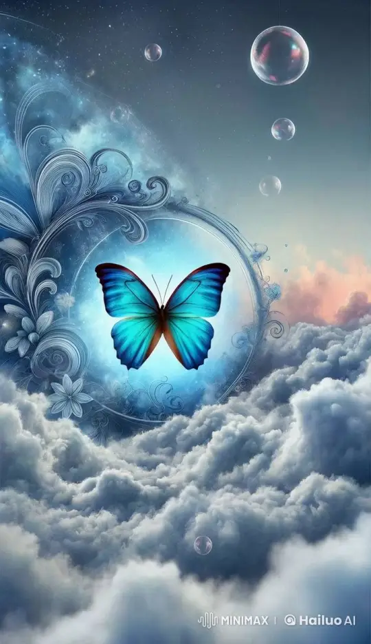 Enchanted Butterfly in Dreamy Sky with Bubbles – AI Generated Video | Hailuo AI