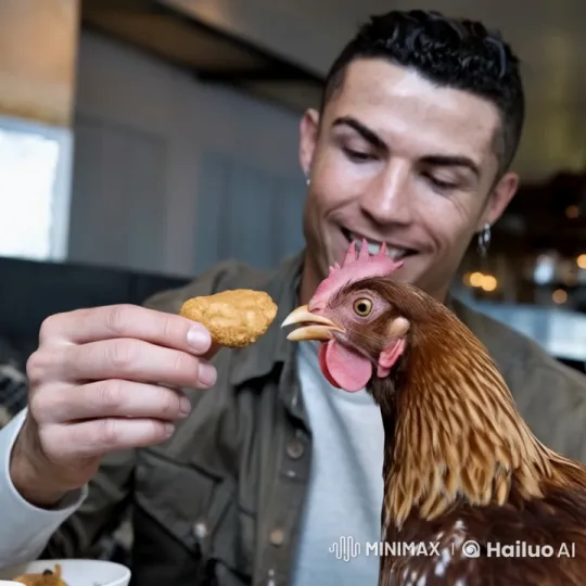 Man Shares Golden Nugget with Curious Chicken – AI Generated Video | Hailuo AI