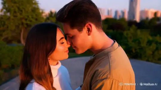 Intimate Moment of Young Lovers in a Park – AI Generated Video | Hailuo AI