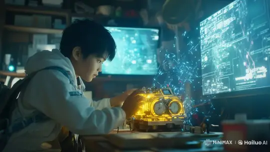 Young Scientist Activates Time Machine in Futuristic Lab – AI Generated Video | Hailuo AI