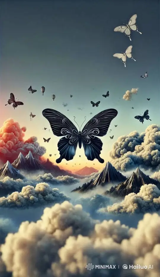 Surreal Landscape with Majestic Butterfly and Cloudscape – AI Generated Video | Hailuo AI