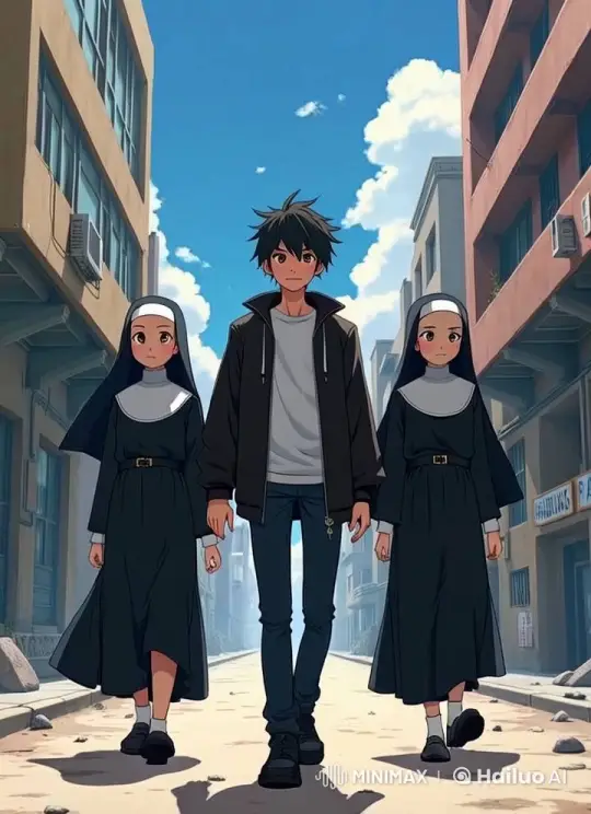 Three Characters Walk Through a Quiet City Street – AI Generated Video | Hailuo AI