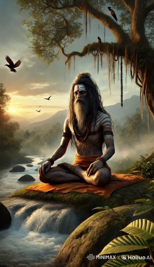 Naga Sadhu Meditating Under Banyan Tree at Sunrise – AI Generated Video | Hailuo AI
