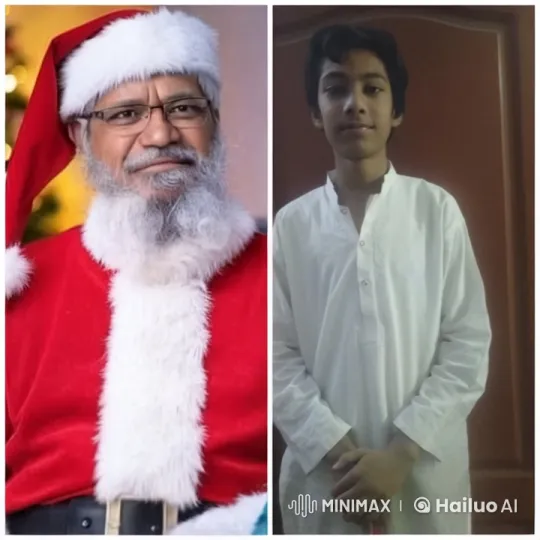 Santa and Youngster Share a Touching Cheek Kiss – AI Generated Video | Hailuo AI