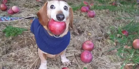 Adorable Dog in Orchard With Apple – AI Generated Video | Hailuo AI