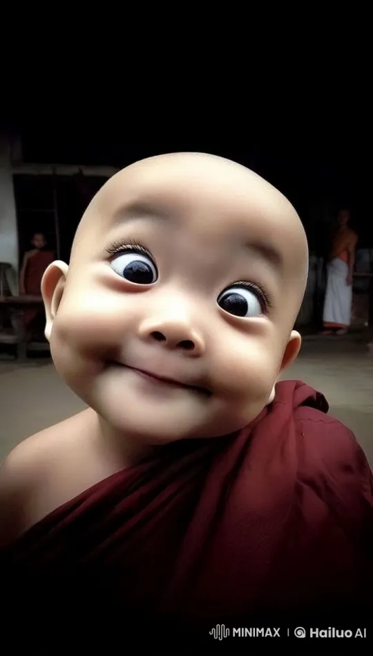 Young Monk Wishes Happy New Year with Joy – AI Generated Video | Hailuo AI