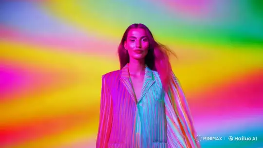 Stunning Woman in Kinetic Art-Inspired Visual Experience – AI Generated Video | Hailuo AI