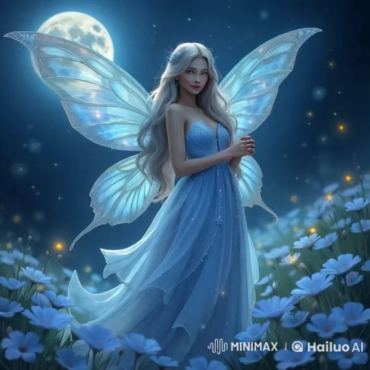 Celestial Fairy Queen in Moonlit Meadow – AI Generated Video | Hailuo AI