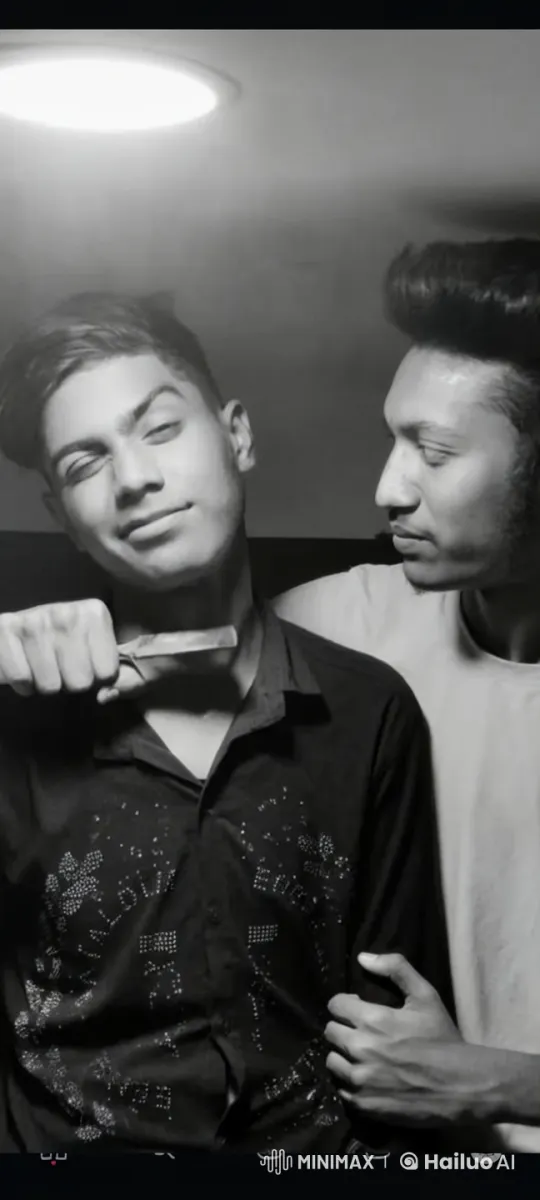 Young Men Share Tender Moment with Knife – AI Generated Video | Hailuo AI