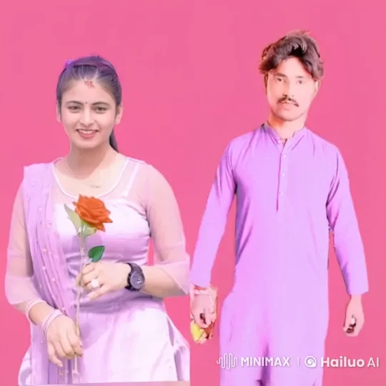 Couple Engaged in Subtle Interaction Against Pink Background – AI Generated Video | Hailuo AI