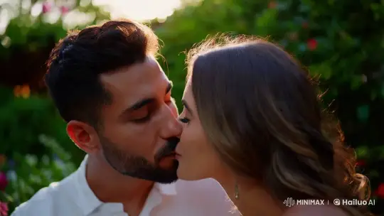 Romantic Kiss in a Sunlit Garden Setting – AI Generated Video | Hailuo AI