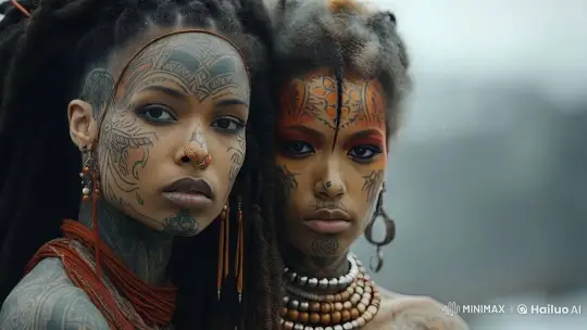 Intimate Dialogue Between Tattooed Individuals – AI Generated Video | Hailuo AI
