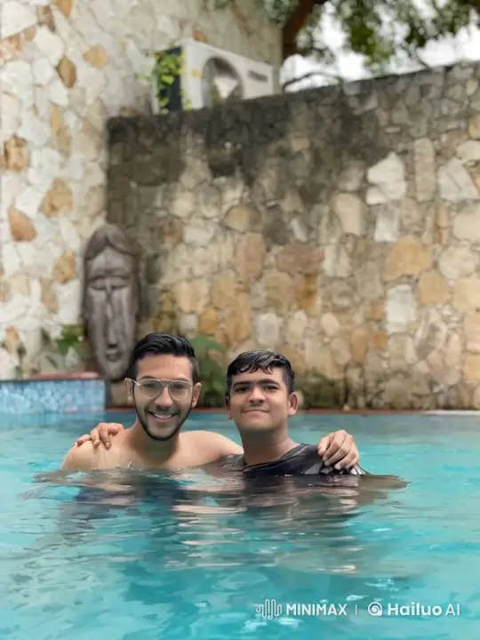 Intimate Moment Shared Between Friends in Pool – AI Generated Video | Hailuo AI