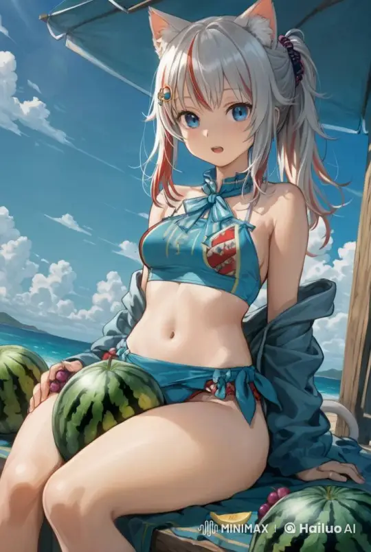 Anime Girl Enjoying a Sunny Beach Day – AI Generated Video | Hailuo AI