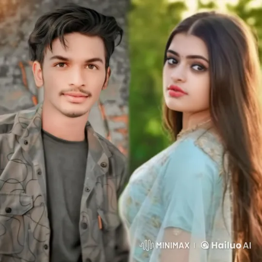Live2D Animated Love Scene with Camo Jacketed Man and Sari Clad Woman – AI Generated Video | Hailuo AI