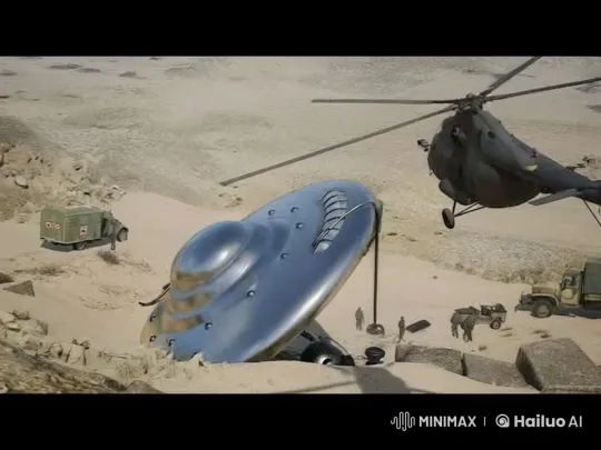 Military Investigates Crashed UFO in Desert – AI Generated Video | Hailuo AI