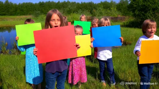 Colors Song - Vibrant Children's Performance in Meadow – AI Generated Video | Hailuo AI