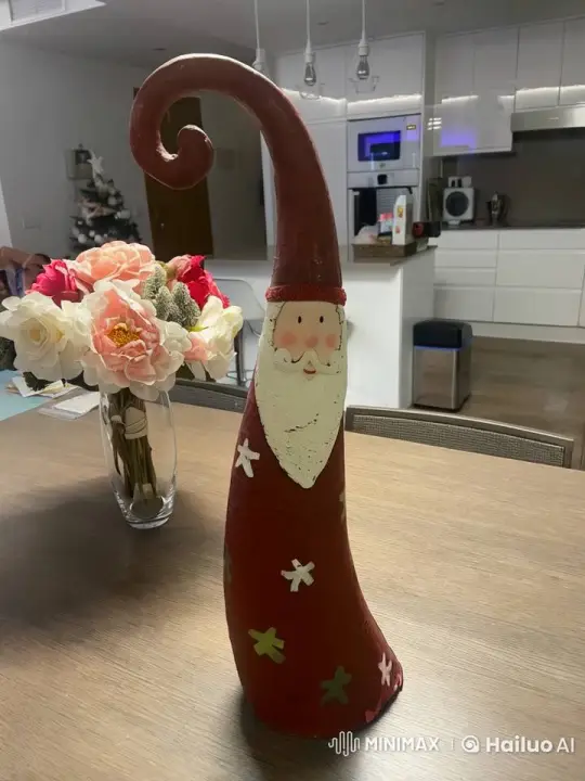 Animated Santa Figure Wiggles on Kitchen Table – AI Generated Video | Hailuo AI