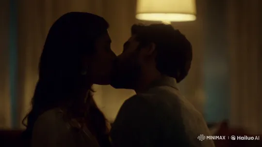 Intimate Couple's Kiss in Moody, Elegant Setting – AI Generated Video | Hailuo AI